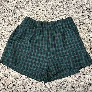 BLUE AND GREEN PLAID SHORTS
